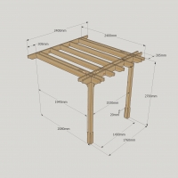 Wall Mounted Double Premium Pergola - 2.4m Depth