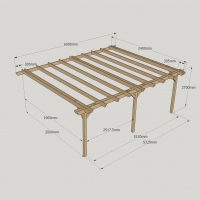 Wall Mounted Double Garden Pergola - 2.4m Depth