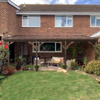 Wall Mounted Wooden Gazebo (Polycarbonate Roof) - 4.5m Depth