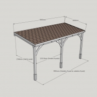 Wall Mounted Wooden Gazebo (Felt Shingle Roof) - 3m Depth