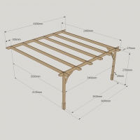 Wall Mounted Premium Pergola - 2.4m Depth