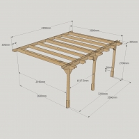 Wall Mounted Double Premium Pergola - 3m Depth
