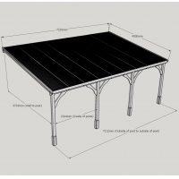 Wall Mounted Wooden Gazebo (Polycarbonate Roof) - 4m Depth