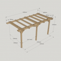 Wall Mounted Double Garden Pergola - 1.8m Depth