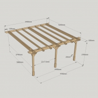 Wall Mounted Double Premium Pergola - 4.2m Depth