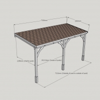Wall Mounted Wooden Gazebo (Felt Shingle Roof) - 2.5m Depth