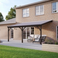 Wall Mounted Wooden Gazebo (Felt Shingle Roof) - 2m Depth
