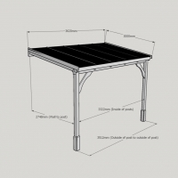 Wall Mounted Wooden Gazebo (Polycarbonate Roof) - 3m Depth