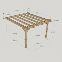 Wall Mounted Double Premium Pergola - 2.4m Depth
