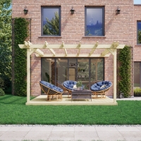 Wall Mounted Double Garden Pergola And Decking Kit