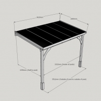 Wall Mounted Wooden Gazebo (Polycarbonate Roof) - 2.5m Depth