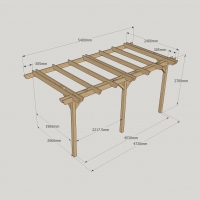 Wall Mounted Double Garden Pergola - 2.4m Depth