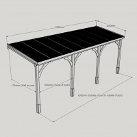 Wall Mounted Wooden Gazebo (Polycarbonate Roof) - 2m Depth