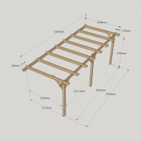 Wall Mounted Garden Pergola - 2.4m Depth