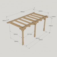 Wall Mounted Double Premium Pergola - 2.4m Depth