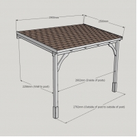 Wall Mounted Wooden Gazebo (Felt Shingle Roof) - 2.5m Depth