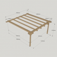 Wall Mounted Double Garden Pergola - 4.8m Depth