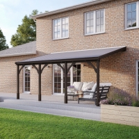 Wall Mounted Wooden Gazebo (Felt Shingle Roof) - 2.5m Depth