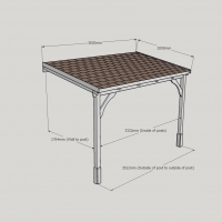 Wall Mounted Wooden Gazebo (Felt Shingle Roof) - 2m Depth