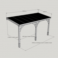 Wall Mounted Wooden Gazebo (Polycarbonate Roof) - 3m Depth