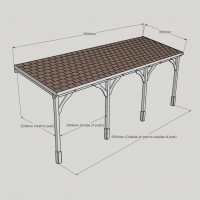 Felt Shingle Roof Carport - 3.5m Depth