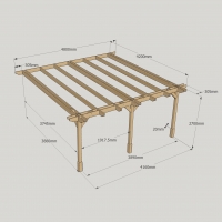 Wall Mounted Double Premium Pergola - 4.2m Depth