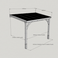 Wall Mounted Wooden Gazebo (Polycarbonate Roof) - 3m Depth