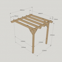 Wall Mounted Garden Pergola - 1.8m Depth
