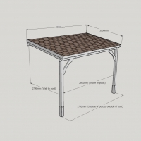 Wall Mounted Wooden Gazebo (Felt Shingle Roof) - 3m Depth