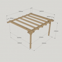 Wall Mounted Double Garden Pergola - 3.6m Depth