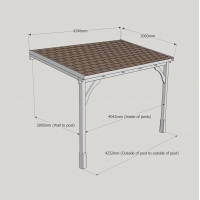 Wall Mounted Wooden Gazebo (Felt Shingle Roof) - 3m Depth
