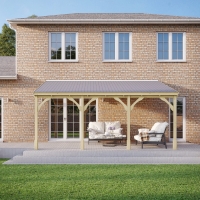 Wall Mounted Wooden Gazebo (Felt Shingle Roof) - 3.5m Depth