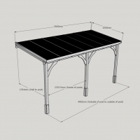 Wall Mounted Wooden Gazebo (Polycarbonate Roof) - 2m Depth