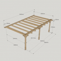 Wall Mounted Double Premium Pergola - 3m Depth