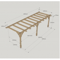 Wall Mounted Premium Pergola - 2.4m Depth