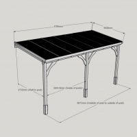 Wall Mounted Wooden Gazebo (Polycarbonate Roof) - 4m Depth