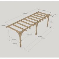 Wall Mounted Premium Pergola - 2.4m Depth