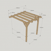 Wall Mounted Garden Pergola - 2.4m Depth