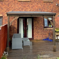 Wall Mounted Wooden Gazebo (Felt Shingle Roof) - 2m Depth