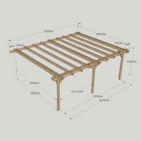 Wall Mounted Double Garden Pergola - 3m Depth