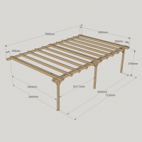 Wall Mounted Double Garden Pergola - 3m Depth