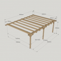 Wall Mounted Double Garden Pergola - 3.6m Depth