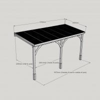 Wall Mounted Wooden Gazebo (Polycarbonate Roof) - 2.5m Depth