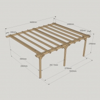Wall Mounted Double Garden Pergola - 2.4m Depth