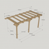 Wall Mounted Double Garden Pergola - 1.8m Depth