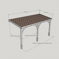 Wall Mounted Wooden Gazebo (Felt Shingle Roof) - 2.5m Depth