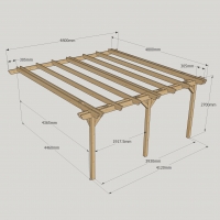 Wall Mounted Double Garden Pergola - 4.8m Depth