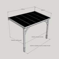 Wall Mounted Wooden Gazebo (Polycarbonate Roof) - 2.5m Depth