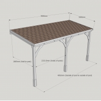 Wall Mounted Wooden Gazebo (Felt Shingle Roof) - 3m Depth