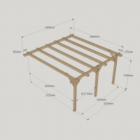 Wall Mounted Garden Pergola - 3m Depth